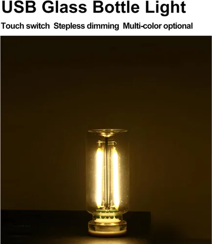 Vista 5 de Luz nocturna retro USB, luces regulables táctiles, luz nocturna USB enchufable, mini bombilla LED para automóvil, campamento, regalo, fiesta, regalo