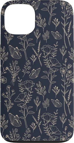 Vista 7 de Butterfly Meadow Botanical Wildflower Pattern (Azul Marino) Funda para iPhone 17