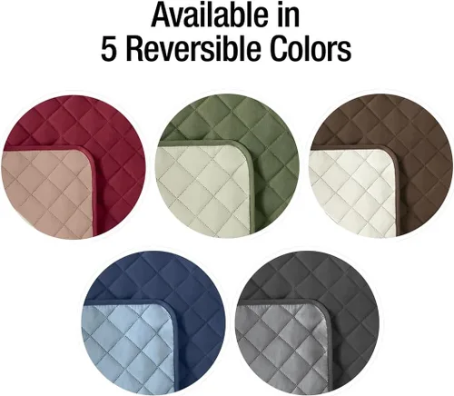 Vista 3 de Collections Etc - Funda protectora reversible, resistente a derrames y acolchada para muebles con lazos - Cubre el fondo del asiento, el respaldo
