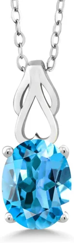 Vista 104 de Gem Stone King Collar de plata de ley 925 con piedra natal ovalada de 0.354 x 0.276 in Collar con colgante solitario para mujer Con cadena