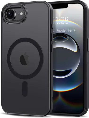 Vista 357 de Anuck - Funda magnética para iPhone 11 compatible con MagSafe, carcasa trasera mate translúcida dura, borde de TPU, delgada, resistente a impactos