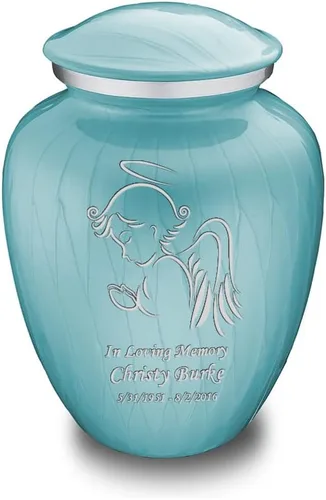 Vista 11 de Geturns - Pequeñas urnas de cremación de ángel personalizadas para cenizas humanas, urna funeraria negra para mujeres y hombres con capacidad