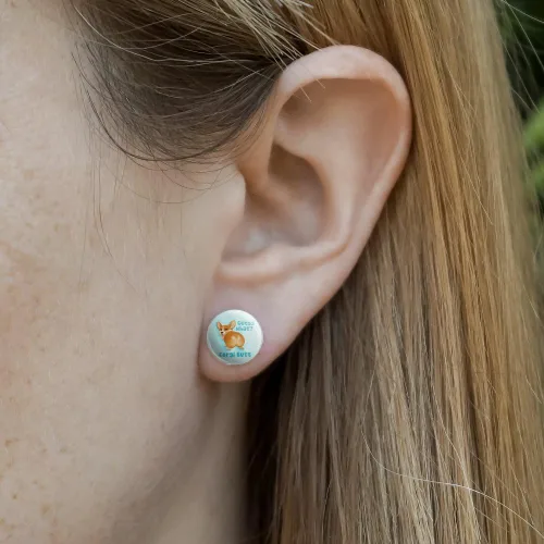 Vista 2 de Adivina lo que Corgi Butt Funny Joke - Aretes chapados en plata, Metal
