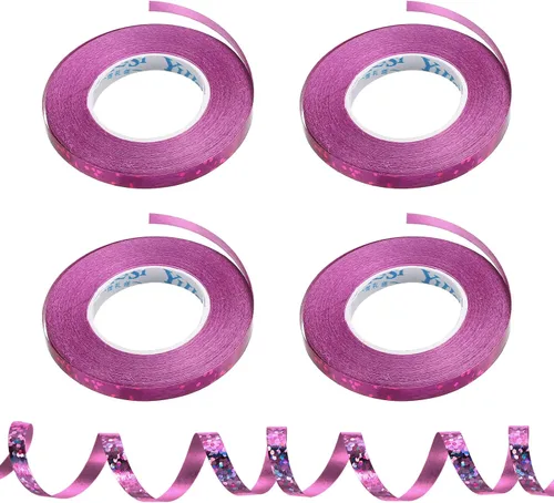Vista 9 de PATIKIL 4 cintas rizadoras de globos prensadas de 3/16 pulgadas láser metálico brillante 11 yardas iridiscentes para decoración de fiestas, Azul