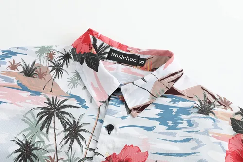 Vista 3 de Nosirhoc Camisa hawaiana para hombre, camisas casuales con botones, camisas de playa para hombre, camisas hawaianas