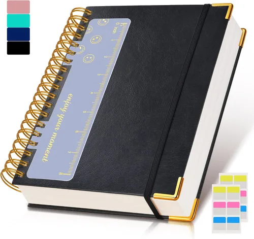 Vista 21 de Cuaderno Diario de Espiral 8.5" x 11", 300 Páginas de Tapa Dura con Forro de Cuero para Mujeres y Hombres, Cuadernos A4 Grandes con Rayas