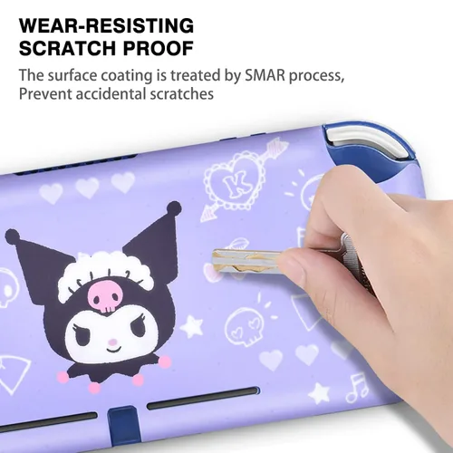 Vista 3 de DLseego Switch Lite Skin Sticker - Calcomanía protectora de Little Devil Rabbit con diseño de dibujos animados diseño de conejo color morado