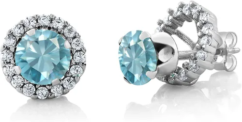 Vista 97 de Gem Stone King Aretes redondos de plata de ley 925 de 0.236 in con piedra natal extraíble para mujer