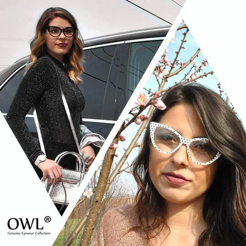 Vista 4 de OWL Gafas de sol Cateye para mujer, diseño retro clásico vintage con alas altas