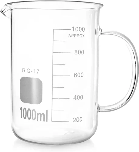 Vista 10 de QWORK Vaso con asa, taza medidora de 3.4 fl oz, vidrio de borosilicato, taza con boquilla de vertido, paquete de 2
