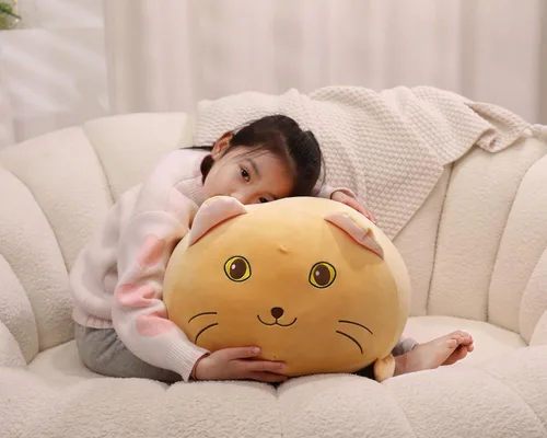 Vista 5 de YESGIRL Almohada de felpa de gato súper suave de 20 pulgadas, adorable juguete de peluche, peluche de gato kawaii gordito para niños y niñas, bonita