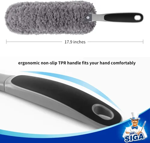 Vista 3 de MR.SIGA Plumero de microfibra sin pelusa, plumero lavable para limpieza del hogar, gris
