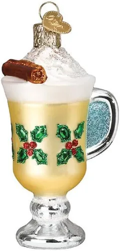 Vista 2 de Old World Christmas - Adorno de vidrio soplado de carton de ponche navideño para el árbol de Navidad, decoración festiva hecha a mano, colección