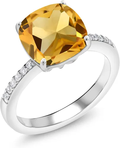 Vista 64 de Gem Stone King Anillo de compromiso de plata de ley 925 con piedra preciosa de corte cojín de 0.39 pulgadas Anillo de compromiso de aniversario