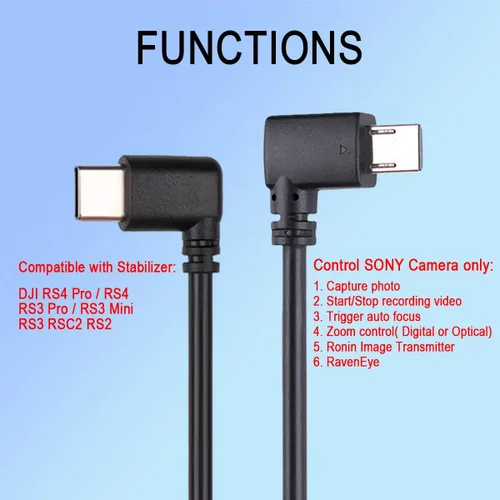 Vista 7 de Cable de control de múltiples cámaras RS USB-C a Multi, para DJI RS4 Pro RS4 RS3 Pro RS3 Mini RSC2 RS2 Gimbal estabilizador, para cámara Sony A6400