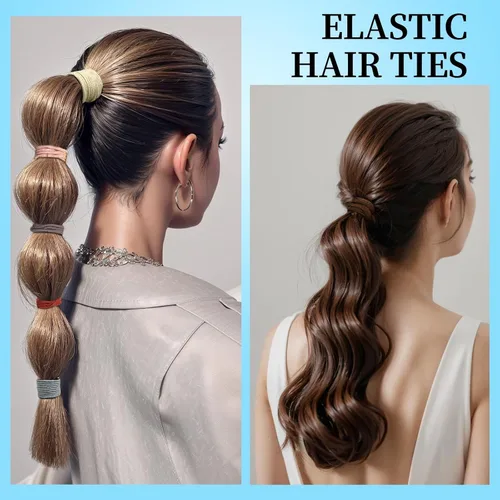 Vista 6 de FANDAMEI Kit de accesorios para el cabello – Lazos elásticos para el cabello, bandas de algodón, bandas de goma, horquillas para el cabello, peine