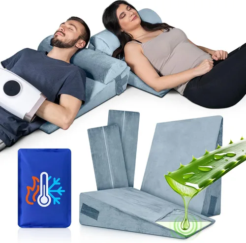 Vista 10 de Lunix LX8 4 piezas de soporte para molestias digestivas nocturnas y respiración más fácil, juego de almohadas ortopédicas de cuña de altura Gris Nube