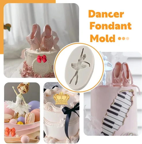 Vista 11 de Sijiangmold Moldes de silicona para bailarinas de ballet, moldes de fondant, moldes de arco de caramelo, corona de chocolate para decoración