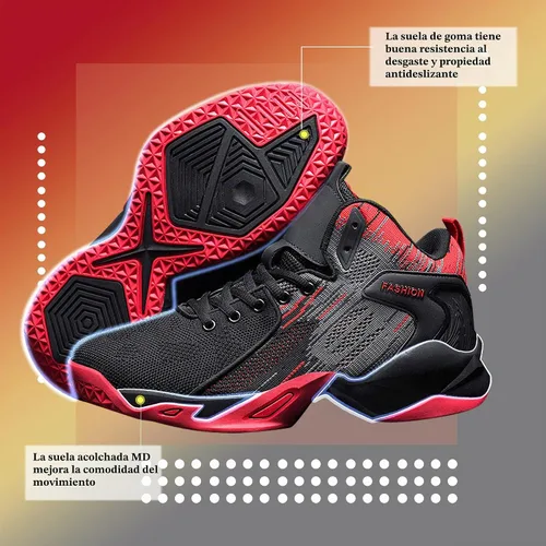 Vista 5 de CJSPORX Zapatos de baloncesto para hombre, transpirables, antideslizantes, para correr