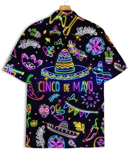 Vista 2 de PIGO Camisa hawaiana americana de pie grande para hombre, divertida camisa hawaiana con botones para hombre