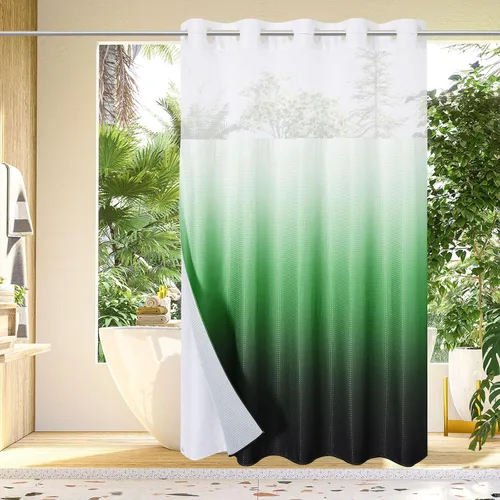Vista 22 de Gibelle: cortina de ducha pequeña para baño de 36x74, cortina de ducha de punto gofre con juego de forro de tela a presión, no necesita ganchos