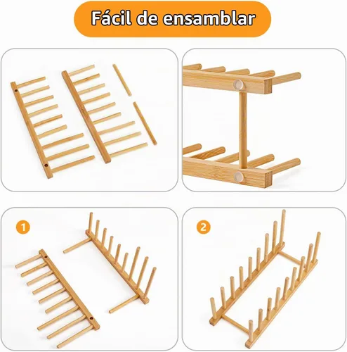 Vista 3 de HBlife Heighten - Organizador de madera de bambú para secar platos