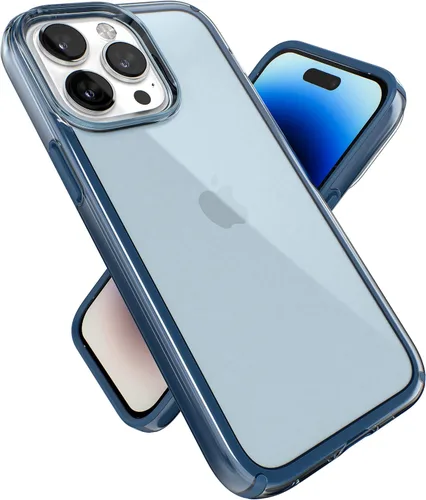 Vista 11 de Speck Funda transparente para iPhone 14 Pro Max, protección contra caídas, resistente a los arañazos, funda delgada de doble capa para iPhone de 6.7