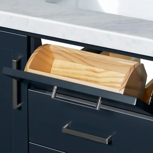 Vista 12 de ARIEL Bayhill - Tocador de baño con lavabo de 54 pulgadas, madera maciza, encimera de mármol italiano de Carrara de 1.5 pulgadas, fregadero Azul