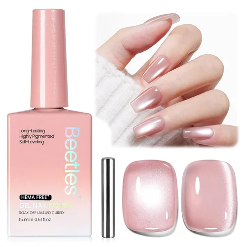 Vista 10 de Beetles - Esmalte de gel blanco, 0.5 onzas líquidas, tamaño completo, sin A - Creme White Hema Free white Rhythm