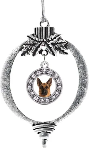 Vista 43 de Inspired Silver - Adorno con dije de cara de carlino - Adornos navideños de círculo de plata con joyas de circonita cúbica