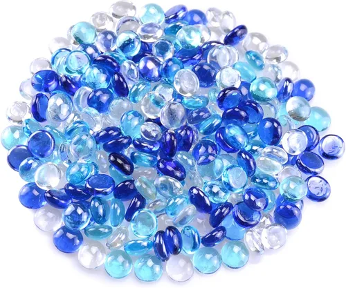 Vista 17 de KINGOU Gemas/cuentas/piedras de vidrio plano para relleno de jarrón, dispersión de mesa, juegos - 1 lb (0.551-0.630 in, aprox. 5/8 pulgadas)