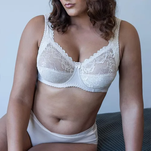 Vista 3 de Sujetador reductor de encaje para mujer, talla grande, cobertura completa