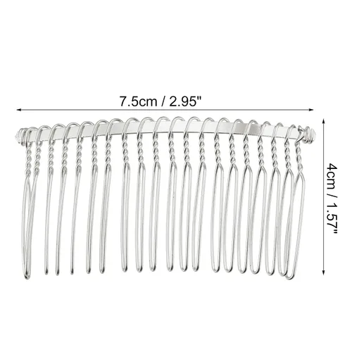 Vista 2 de VOCOSTE 2 accesorios antideslizantes para el cabello, metal, tono plateado, 3 pulgadas