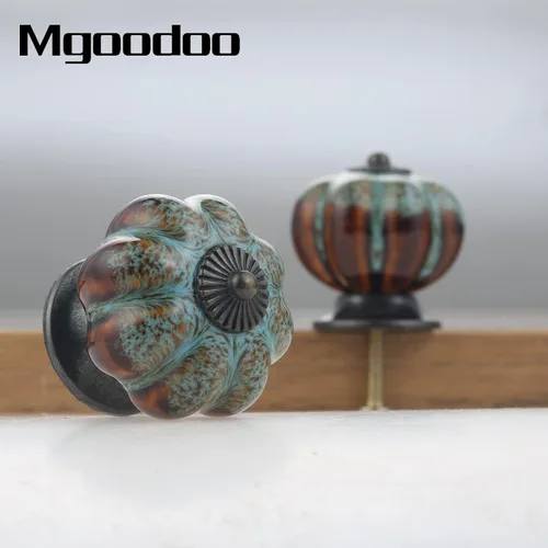 Vista 6 de Pomos de calabaza de 1.57 pulgadas, pomos de cerámica para armario, cajón, tiradores de cajones antiguos, pomos decorativos para armario, puerta
