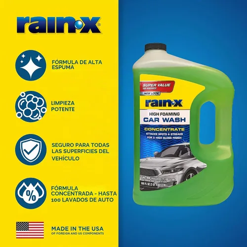 Vista 4 de Rain-X 620191 Lavado de autos – 100 fl oz. Fórmula concentrada de alta espuma para una mayor acción de limpieza, levanta de forma segura