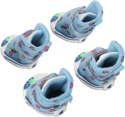Vista 7 de TITA-DONG Zapatos para perros pequeños, botas transpirables para el pavimento caliente de verano, lindas botas de lona antideslizantes cómodas