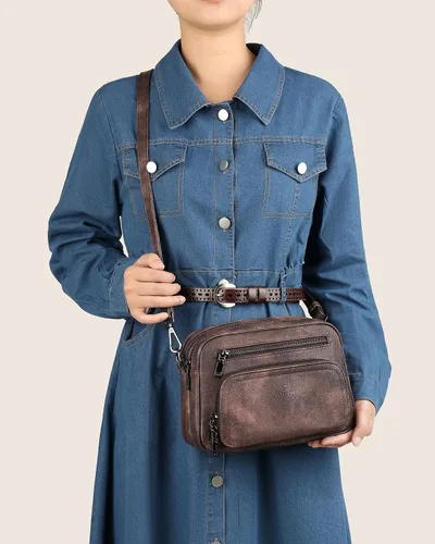 Vista 2 de FADEON Bolsos cruzados para mujer y mochila para laptop Colección Marrón