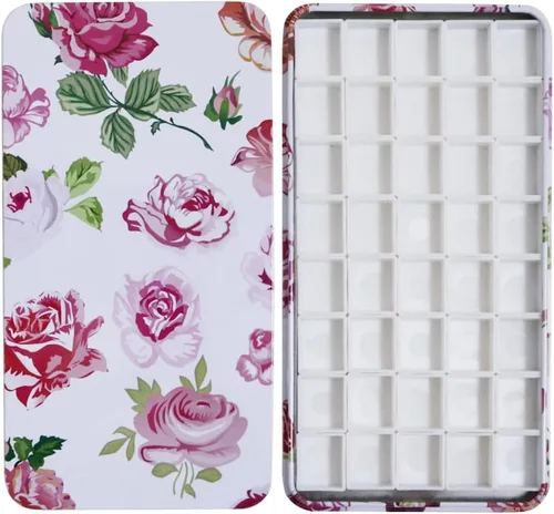 Vista 26 de FCLUB Paleta de latas de acuarela con 20 bandejas vacías completas con rayas magnéticas DIY tu kit de acuarela de viaje