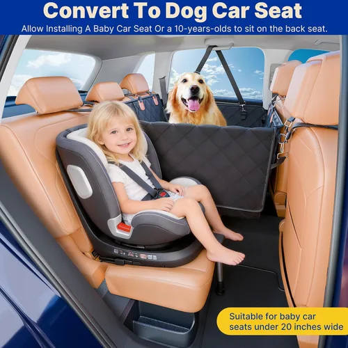 Vista 3 de Extensor de asiento trasero convertible para perros, plegable de 400 libras, funda de asiento de automóvil para perro con parte inferior dura