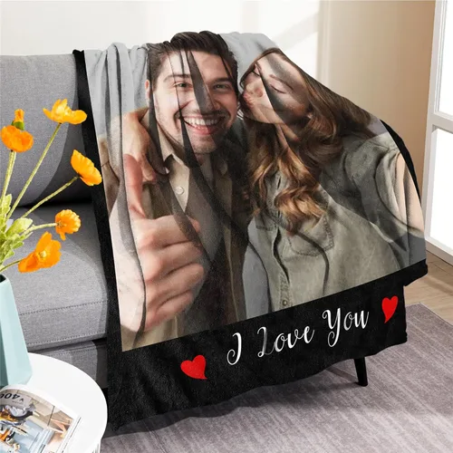 Vista 2 de Youltar Manta personalizada con fotos/texto, manta personalizada con fotos para familiares y amigos, Navidad, Halloween, cumpleaños, boda, regalos