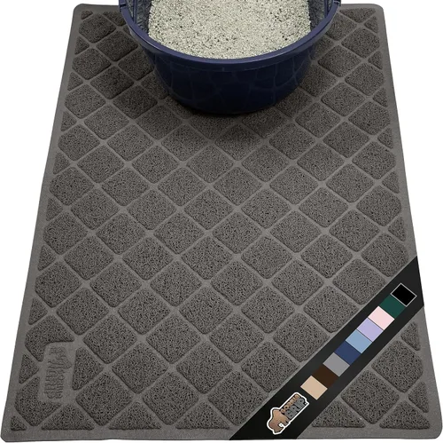 Vista 26 de GORILLA GRIP Tapete para caja de arena para gatos, resistente al agua, respaldo texturizado, fácil de limpiar, menos residuos y suelos limpios, 17 x
