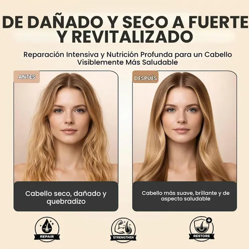 Vista 2 de OVERCARE Mascarilla capilar de queratina de almendras para cabello seco dañado, tratamiento reparador de acondicionamiento profundo para cabello