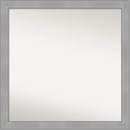 Vista 399 de Amanti Art Espejo de baño plateado para sobre el fregadero, 24 x 24 pulgadas, espejo cuadrado de peltre forjado a medida, marco de madera casual