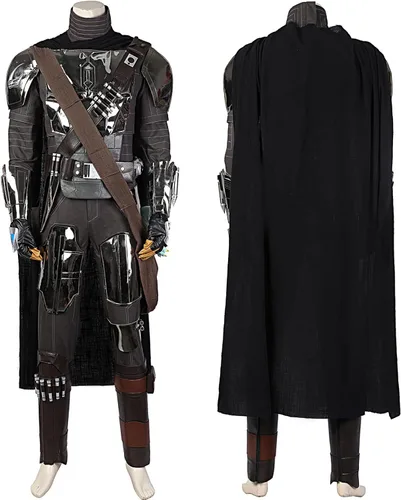 Vista 9 de Jowherd Disfraz de mandaloriano de lujo con casco y capa para fiesta de carnaval, cosplay (personalizable)