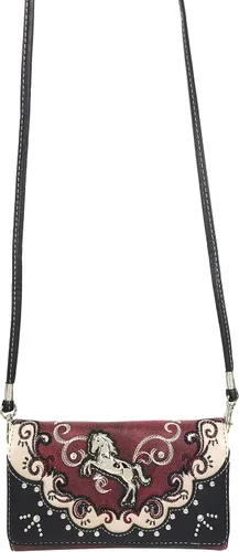 Vista 3 de Zelris Western Mustang Horse Turquesa Mujeres Crossbody Muñeca Trifold Wallet