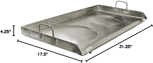 Vista 6 de Plancha portátil de acero inoxidable de 31" x 17" con doble estufa CONVEX Plancha