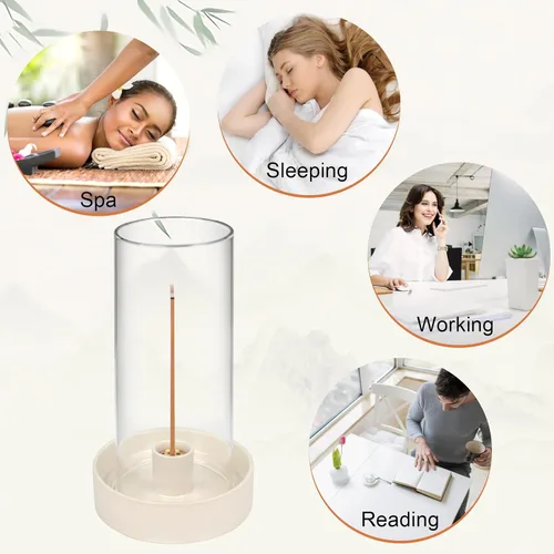 Vista 6 de Soporte multifuncional para quemador de incienso, perfecto para varillas de incienso, Palo Santo, salvia y más. Diseño moderno y simple con una