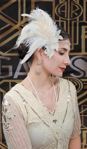 Vista 25 de Cizoe (aa) - Juego de accesorios de estilo Gatsby de la década de 1920, para mujer, diadema de estilo flapper, tocado, collar, guantes