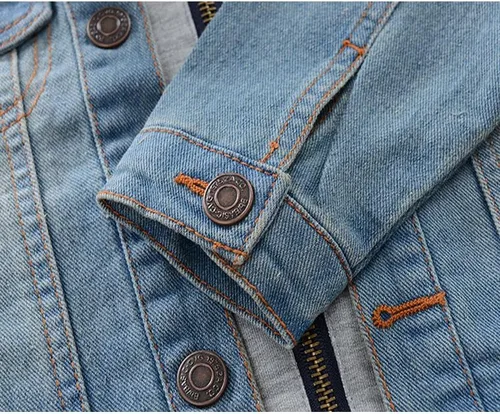 Vista 4 de Mallimoda - Abrigo de mezclilla con cremallera y capucha para niños y niñas