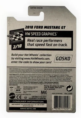Vista 2 de Hot Wheels 2020 Hw Speed Graphics 2018 Ford Mustang GT, negro 92/250